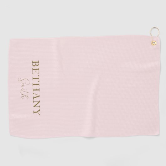 Blush roze Gold-naam Golfhanddoek (Horizontaal)