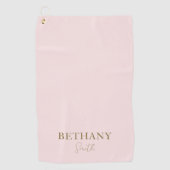Blush roze Gold-naam Golfhanddoek (Voorkant)
