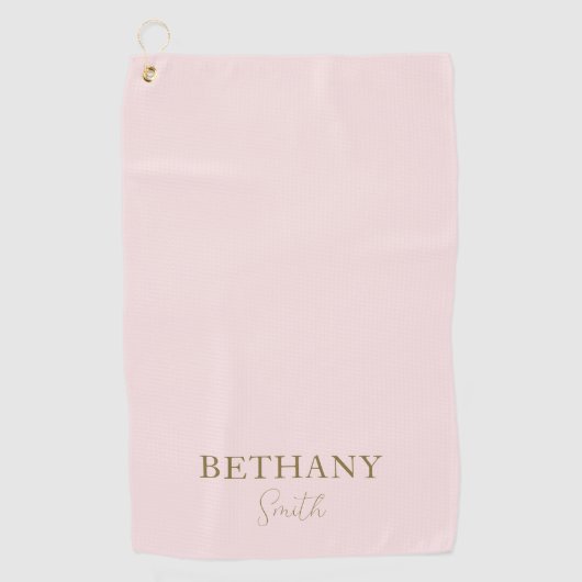 Blush roze Gold-naam Golfhanddoek (Voorkant)