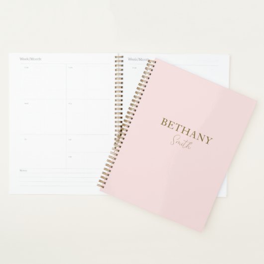 Blush roze Gold-naam Planner (Display)