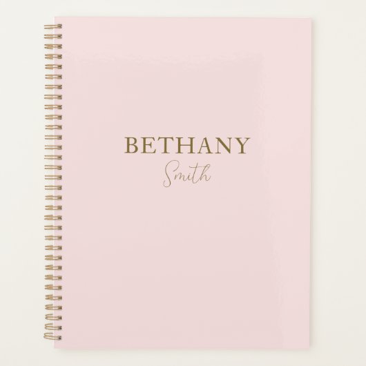 Blush roze Gold-naam Planner (Voorkant)