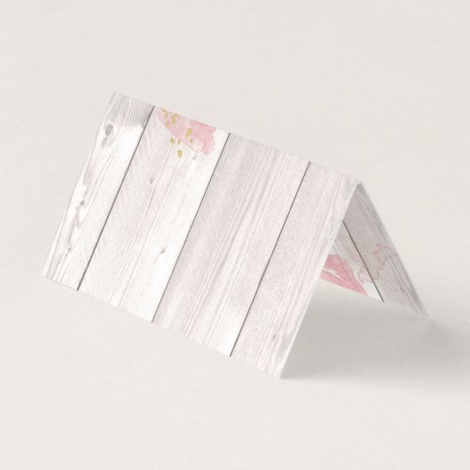 Blush Roze & Gold Paint op Rustisch Hout Hartelijk Kaart (Achterkant)