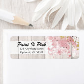 Blush Roze & Gold Paint Splatter op bijtend hout Etiket (Insitu)