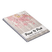 Blush Roze & Gold Paint Splatter op bijtend hout Notitieboek (Rechterzijde)