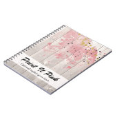 Blush Roze & Gold Paint Splatter op bijtend hout Notitieboek (Linkerzijde)