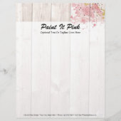 Blush Roze & Gold Paint Splatter op bijtend hout Persoonlijk Briefhoofd (Voorkant)