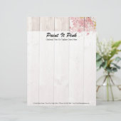 Blush Roze & Gold Paint Splatter op bijtend hout Persoonlijk Briefhoofd (Staand voorkant)