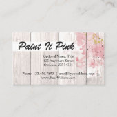 Blush Roze & Gold Paint Splatter op bijtend hout Visitekaartje (Voorkant)