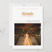 Blush roze & Gold Photo Quinceanera Kaart (Voorkant)