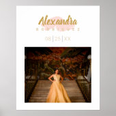 Blush roze & Gold Photo Quinceanera Poster (Voorkant)