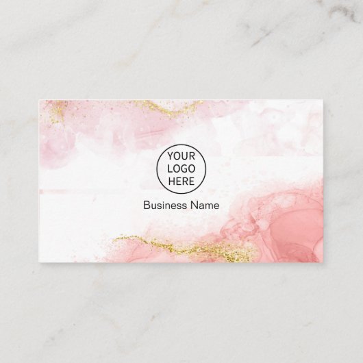 Blush roze Gold QR Code Aangepaste Logo gegadigde Visitekaartje (Achterkant)