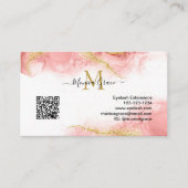 Blush roze Gold QR Code Aangepaste Logo gegadigde Visitekaartje (Voorkant)