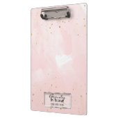 Blush roze & Gold Splatter Moderne, speciaal geper Klembord (Links)