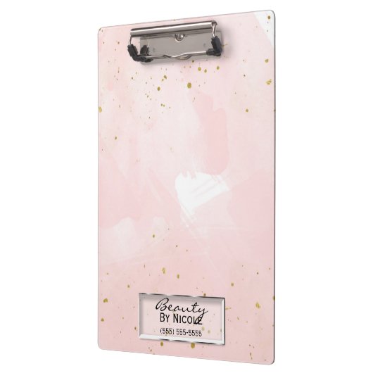 Blush roze & Gold Splatter Moderne, speciaal geper Klembord (Links)
