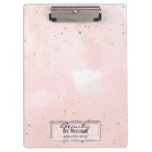 Blush roze & Gold Splatter Moderne, speciaal geper Klembord (Voorkant)