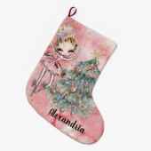 Blush roze Gold Sugar Plum Fairy Christmas Tree Grote Kerstsok (Voorkant (Hangend))