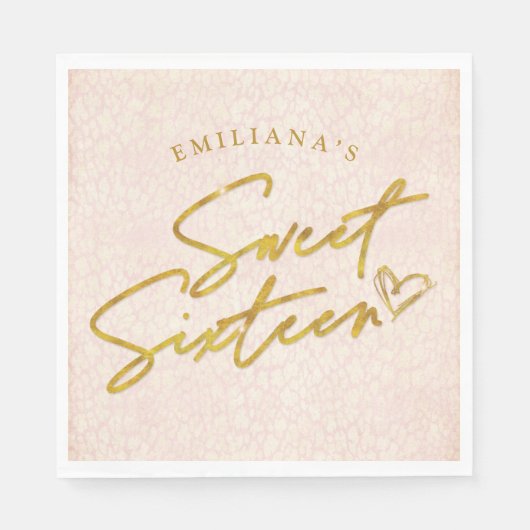  Blush roze & Gold Sweet 16-partij Servet (Voorkant)