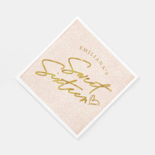  Blush roze & Gold Sweet 16-partij Servet (Hoek)
