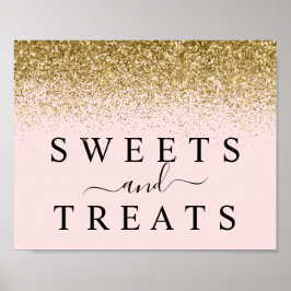 Blush roze & Gold Sweets & Tret dessert Sign Poster