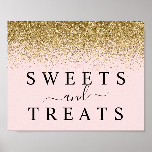 Blush roze & Gold Sweets & Tret dessert Sign Poster (Voorkant)