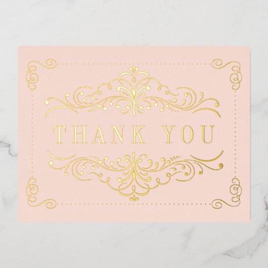 Blush roze & Gold  weddenschap Hartelijk dank Folie Uitnodiging Briefkaart (Voorkant)