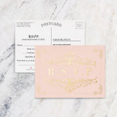 Blush roze & Gold  weddenschap RSVP Real Folie Uitnodiging Briefkaart