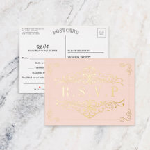 Blush roze & Gold  weddenschap RSVP Real