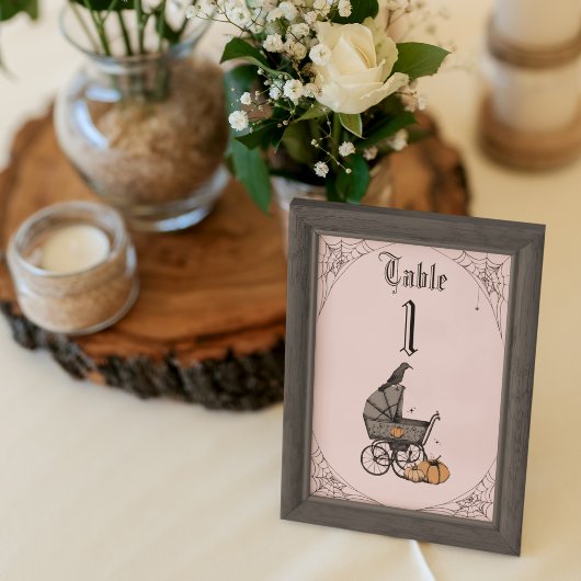 Blush Roze Gotische Baby shower Tafelnummer