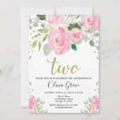 Blush roze goud 2e verjaardag bloemmeisje verjaard kaart (Voorkant)