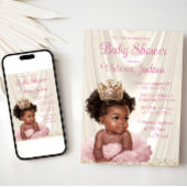 Blush Roze Goud Afrikaans Prinses Baby shower Kaart