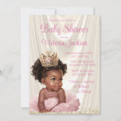 Blush Roze Goud Afrikaans Prinses Baby shower Kaart (Voorkant)