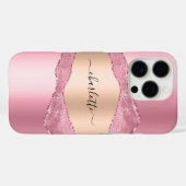 Blush roze goud agaat marmer naam Case-Mate iPhone case (Achterkant (horizontaal))