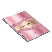 Blush roze goud agaat marmer naam notitieboek (Rechterzijde)