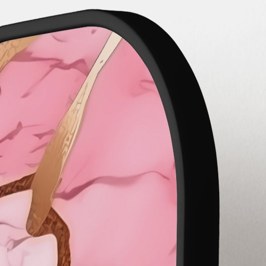 Blush Roze Goud Alcohol Ink Marmer Monogram Pickleball Paddle (Links Detail)