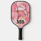 Blush Roze Goud Alcohol Ink Marmer Monogram Pickleball Paddle (Achterkant)