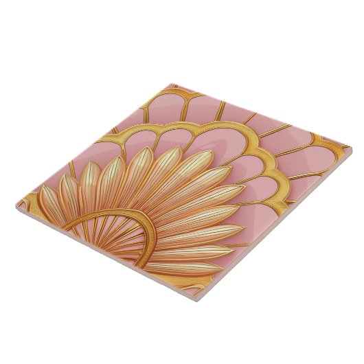 Blush Roze Goud Art Deco Tegeltje (Zijkant)