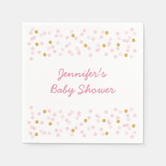 Blush Roze & Goud Baby shower Servet (Voorkant)