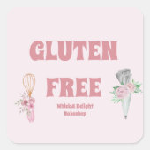 Blush Roze & Goud Bakken & Koken Glutenvrij Vierkante Sticker (Voorkant)