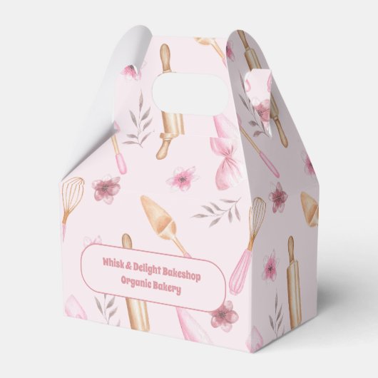 Blush Roze & Goud Bakken & Kookgerei Bakkerij Bedankdoosjes (Voorkant Zijde)