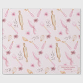 Blush Roze & Goud Bakken & Kookgerei Bakkerij Cadeaupapier (Vlak)