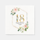Blush Roze & Goud Bloemen 18e Verjaardag Custom Servet (Voorkant)