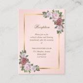 Blush Roze Goud Bloemen Bruiloft Receptie Enclosur Informatiekaartje (Voorkant)