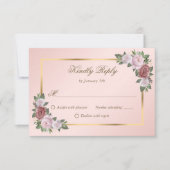 Blush Roze Goud Bloemen Bruiloft RSVP Kaarten (Voorkant)