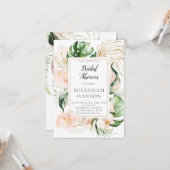 Blush Roze Goud Bloemen FrameTropisch Vrijgezellen Kaart (Voorkant / Achterkant in situ)