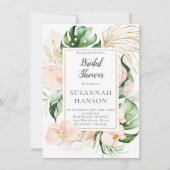 Blush Roze Goud Bloemen FrameTropisch Vrijgezellen Kaart (Voorkant)