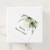 Blush Roze Goud Bloemen Tropische Monstera Bruilof Bedankjes Labels (In situ)