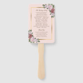 Blush Roze Goud Bloemen Trouwprogramma Fans Handwaaier (Achterkant)
