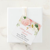 Blush roze goud bloemendoop eerste communie bedankjes labels (In situ)