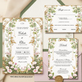 Blush Roze Goud Bloementuin Details Kaart
