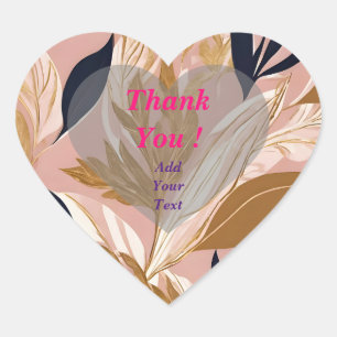 Blush Roze Goud Boho Bladeren Moderne Collectie Hart Sticker
